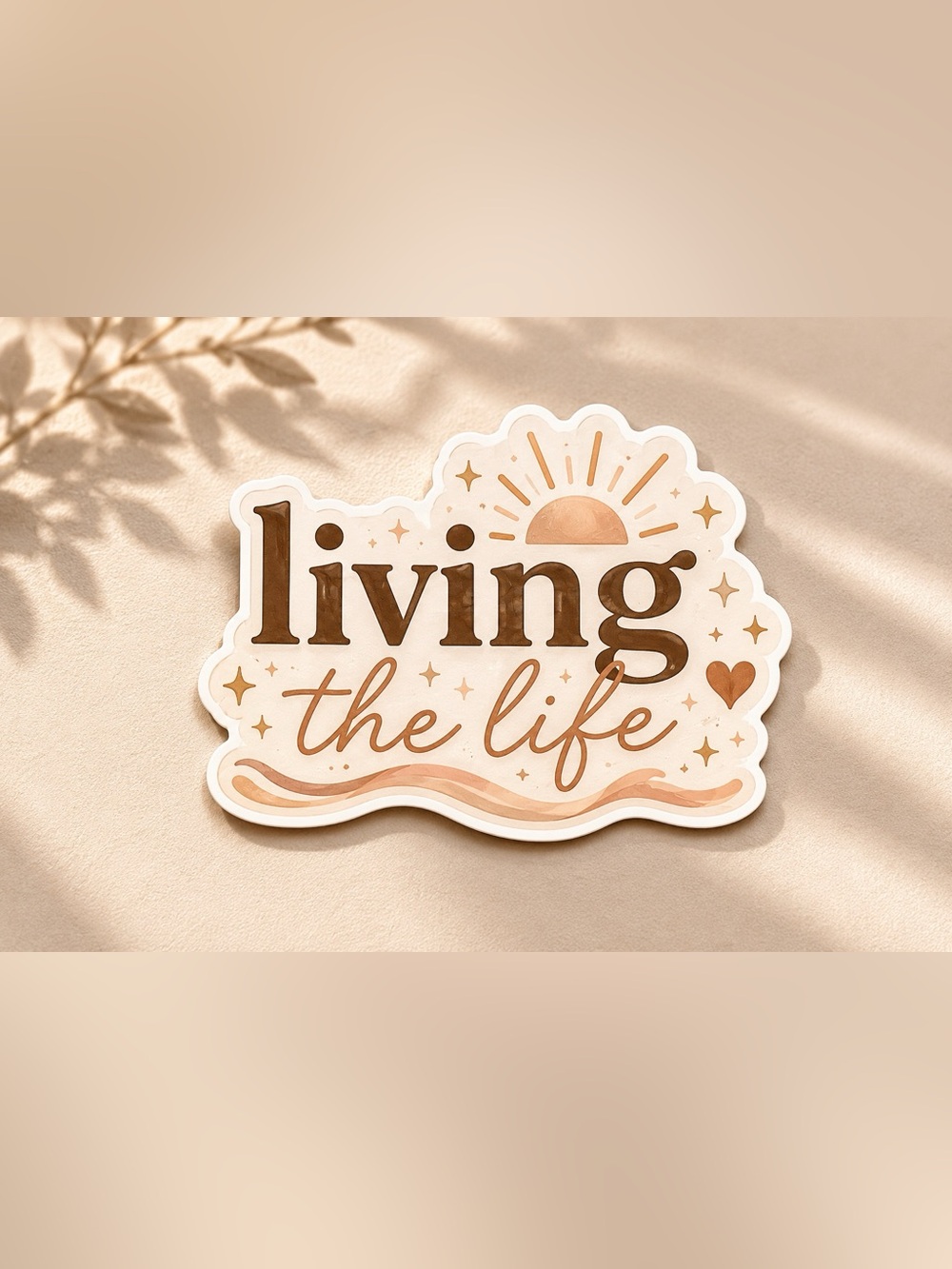 Living the Life Sticker - Neutral Brown & Cream